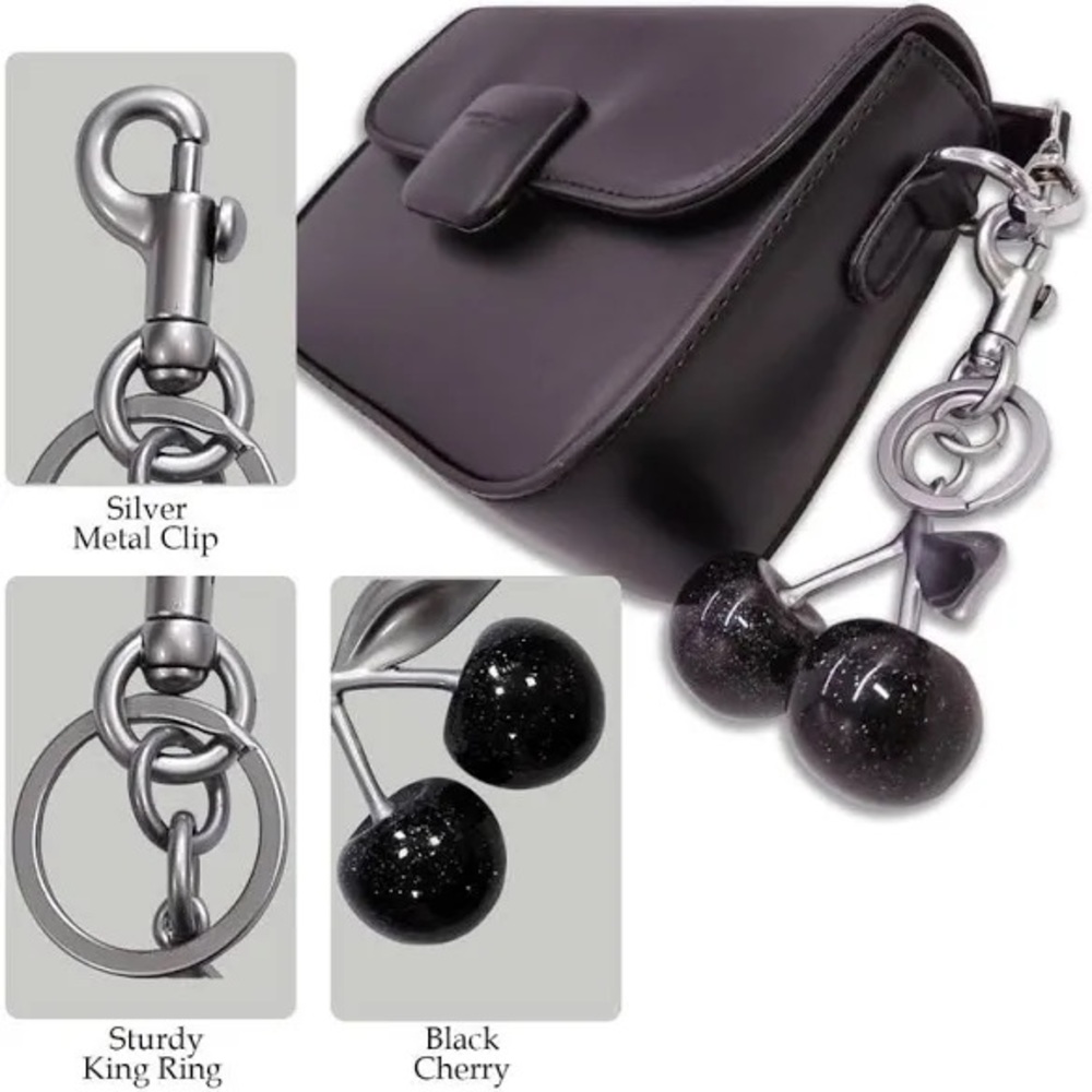 Coach cherries keychain black and silver - Picture 3 of 11